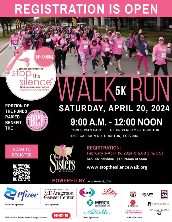 Registration is open for the 14th Annual Stop the Silence National African American Breast Cancer Walk.